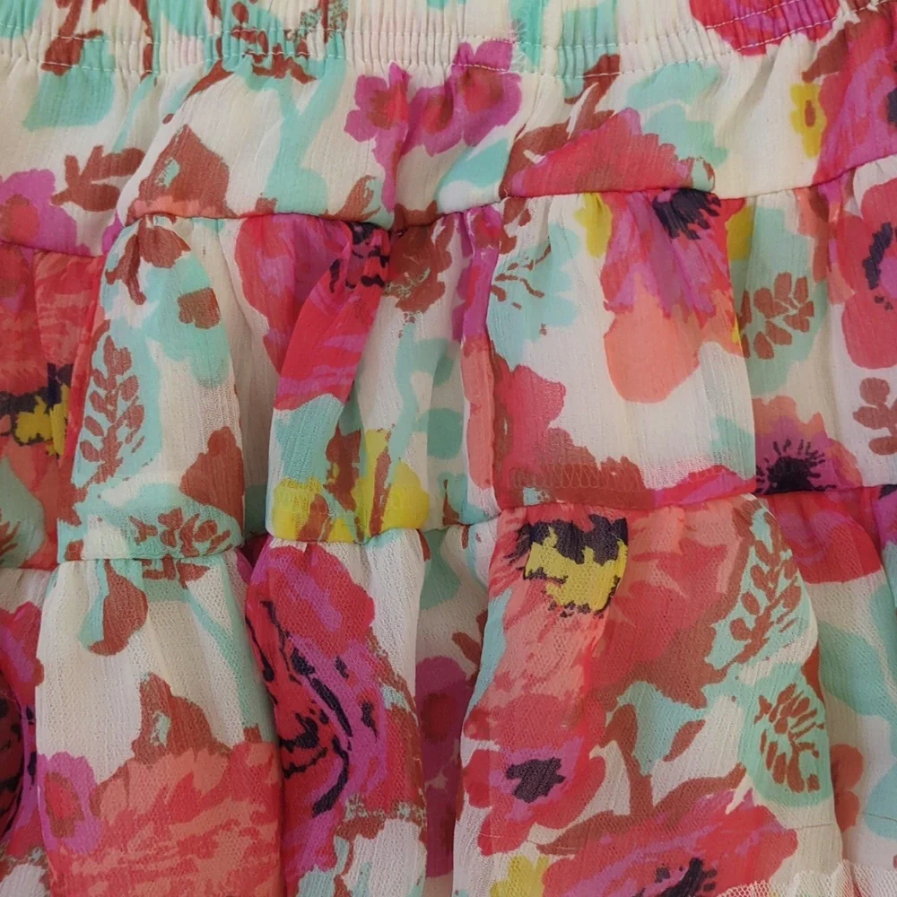 Genuine Kids | Sheer Flouncy Floral with 3 Tulle Ruffles | 4T